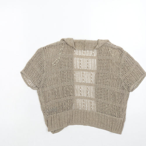 M&Co Womens Brown V-Neck Acrylic Cardigan Jumper Size L