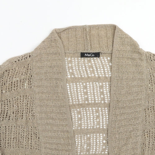 M&Co Womens Brown V-Neck Acrylic Cardigan Jumper Size L