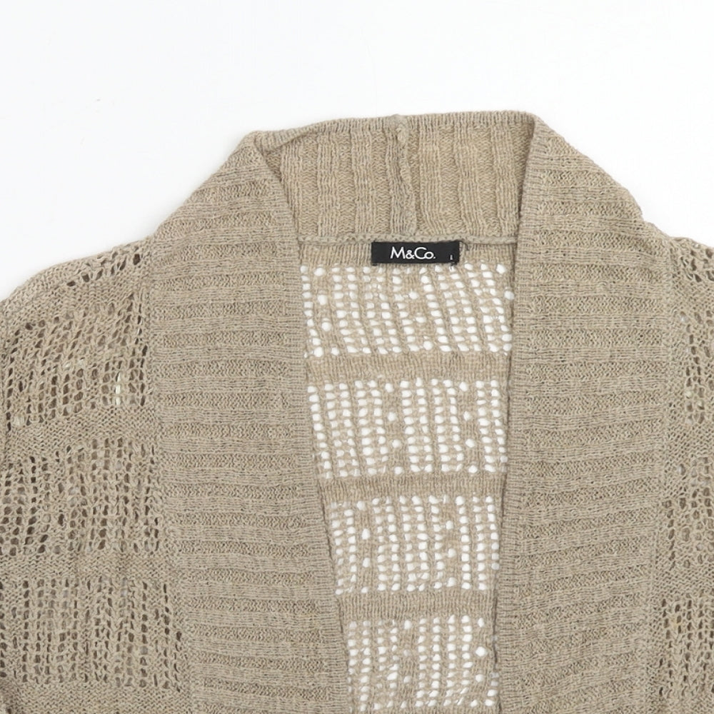 M&Co Womens Brown V-Neck Acrylic Cardigan Jumper Size L