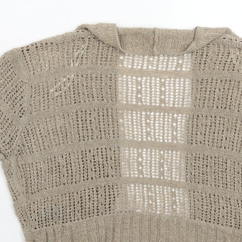 M&Co Womens Brown V-Neck Acrylic Cardigan Jumper Size L