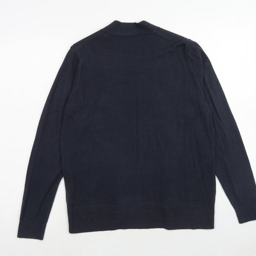 Marks and Spencer Womens Blue V-Neck Acrylic Cardigan Jumper Size M