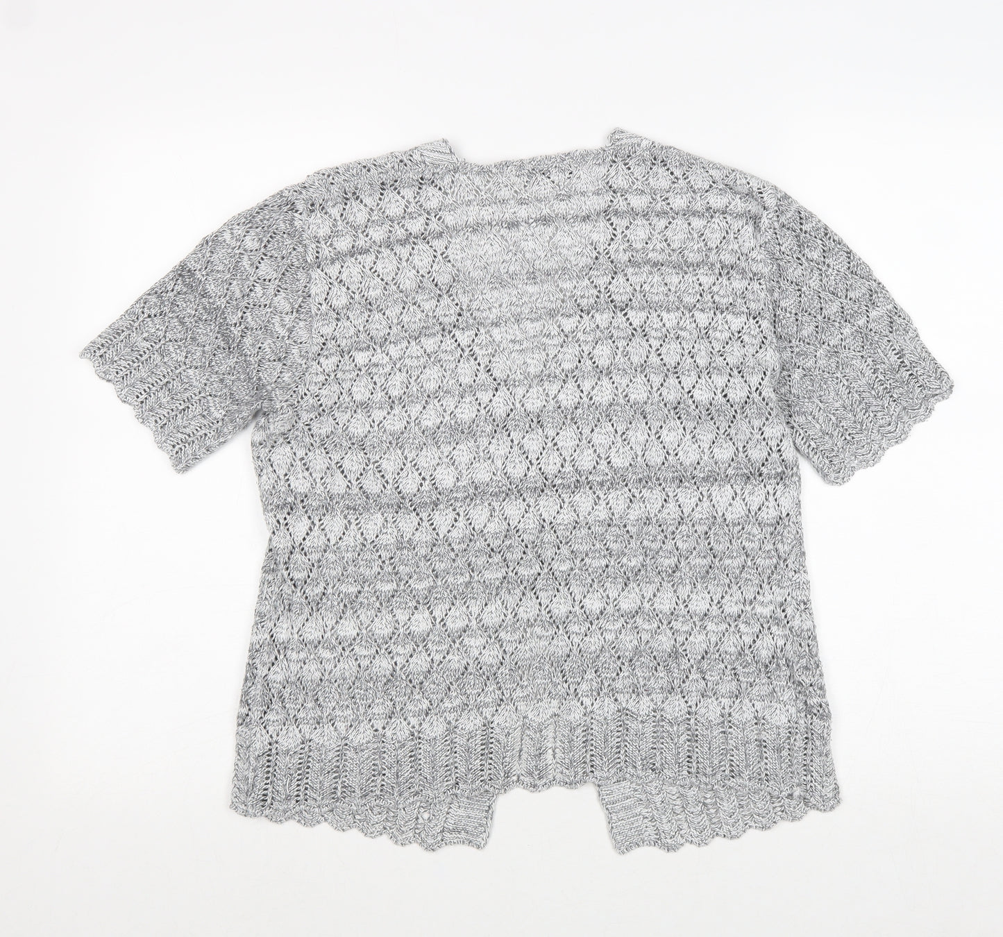 CHIC Womens Grey V-Neck Acrylic Cardigan Jumper Size XL