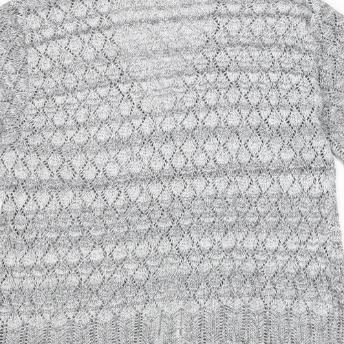 CHIC Womens Grey V-Neck Acrylic Cardigan Jumper Size XL