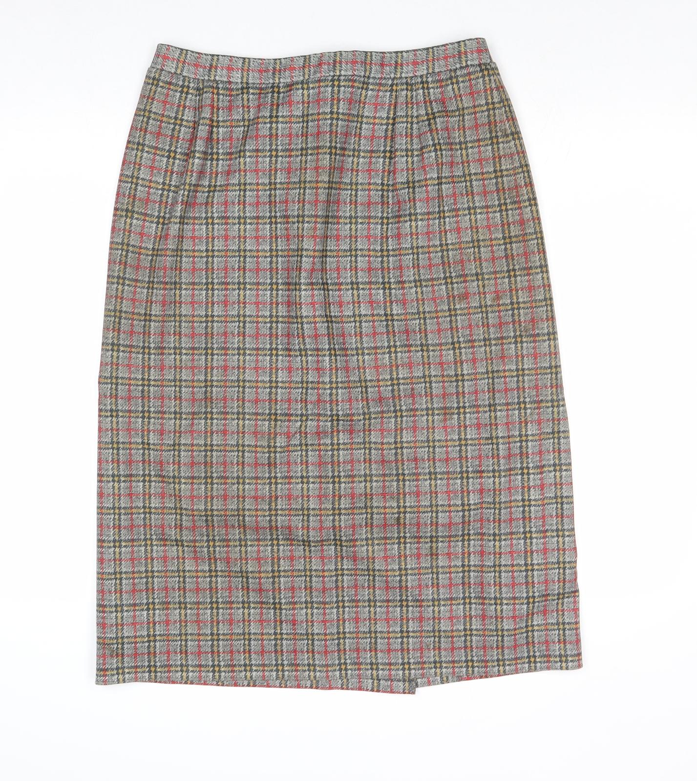 Export Womens Multicoloured Plaid Polyester A-Line Skirt Size 18 Zip