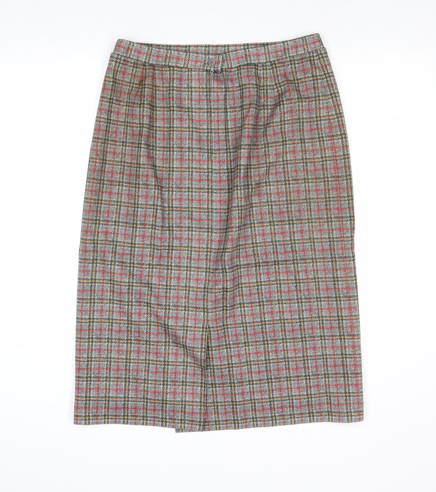 Export Womens Multicoloured Plaid Polyester A-Line Skirt Size 18 Zip