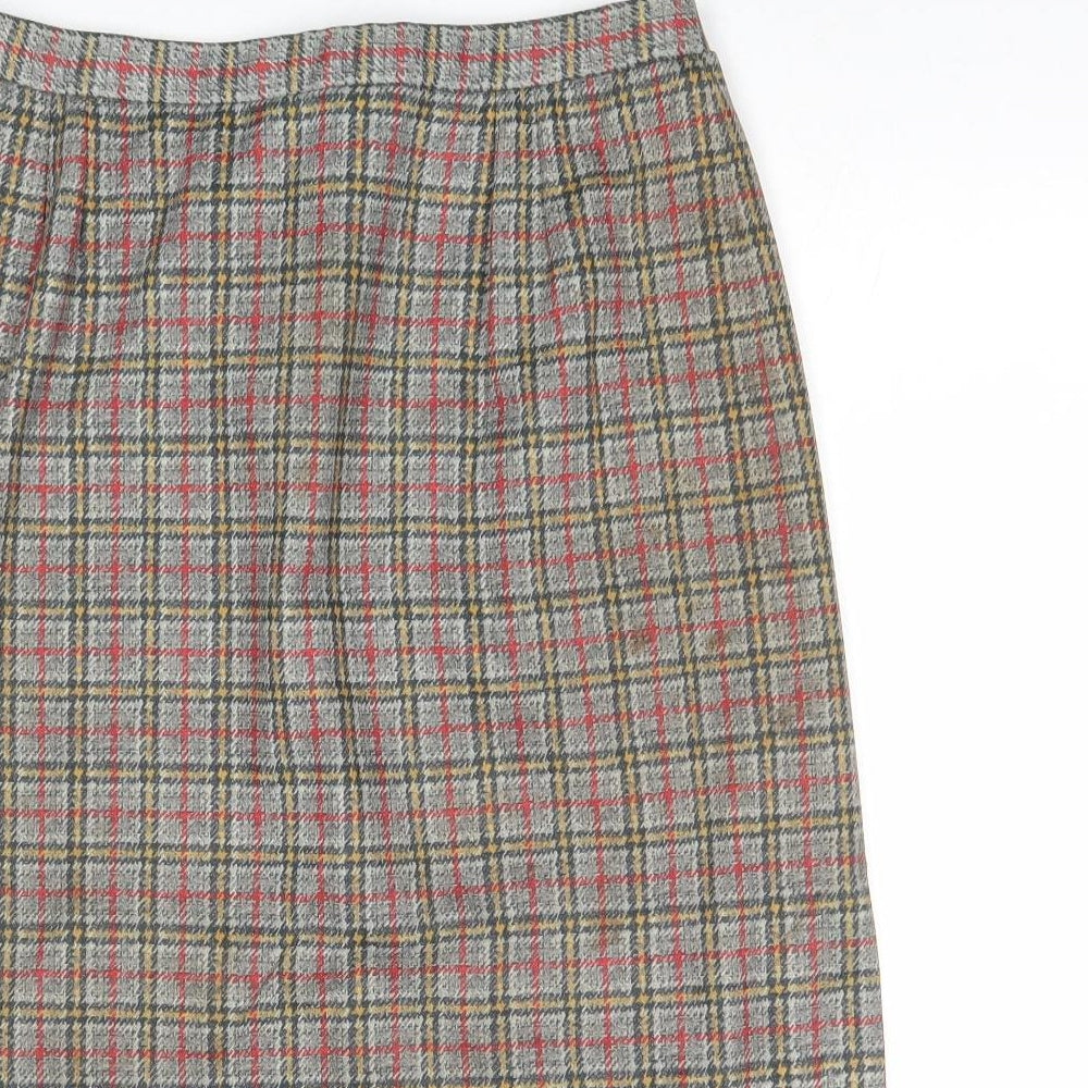 Export Womens Multicoloured Plaid Polyester A-Line Skirt Size 18 Zip
