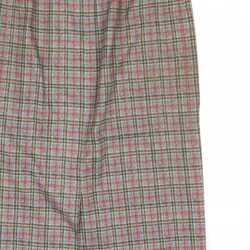 Export Womens Multicoloured Plaid Polyester A-Line Skirt Size 18 Zip