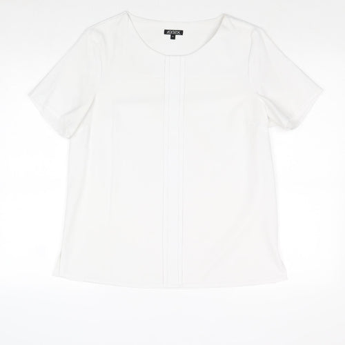 Vortex Womens White Polyester Basic Blouse Size 12 Boat Neck