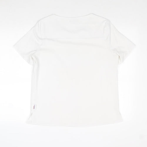 Vortex Womens White Polyester Basic Blouse Size 12 Boat Neck