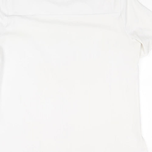 Vortex Womens White Polyester Basic Blouse Size 12 Boat Neck