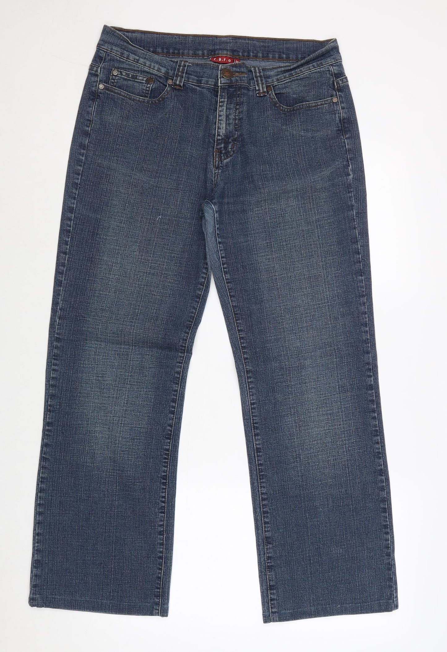 c.a.r.o Mens Blue Cotton Straight Jeans Size 34 in Regular Zip