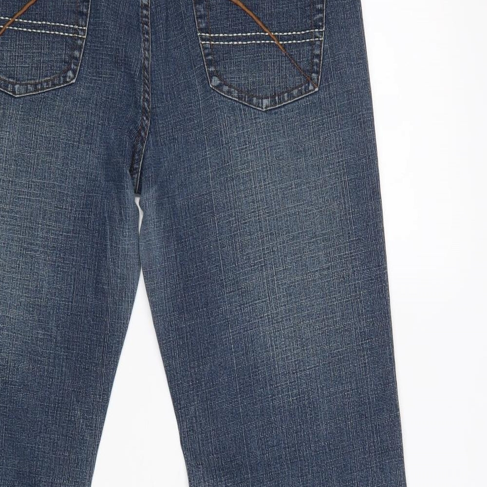 c.a.r.o Mens Blue Cotton Straight Jeans Size 34 in Regular Zip