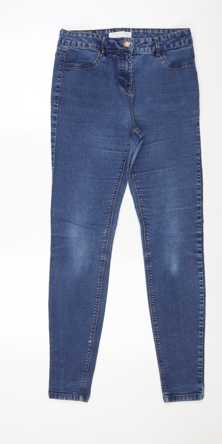 Papaya Womens Blue Cotton Skinny Jeans Size 10 Regular Zip