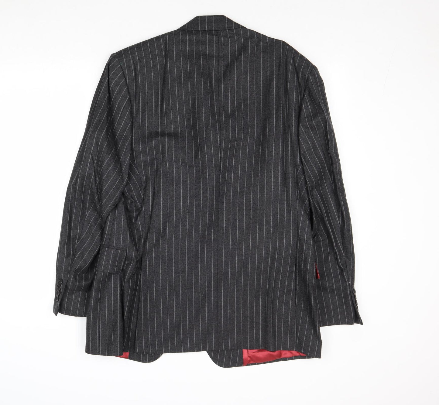 Preworn Mens Grey Striped Wool Jacket Suit Jacket Size 42 Regular