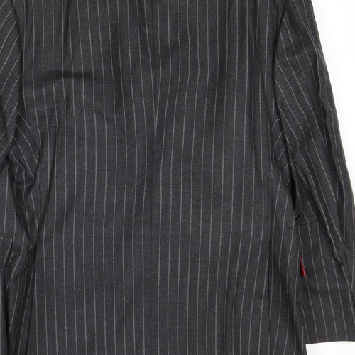 Preworn Mens Grey Striped Wool Jacket Suit Jacket Size 42 Regular