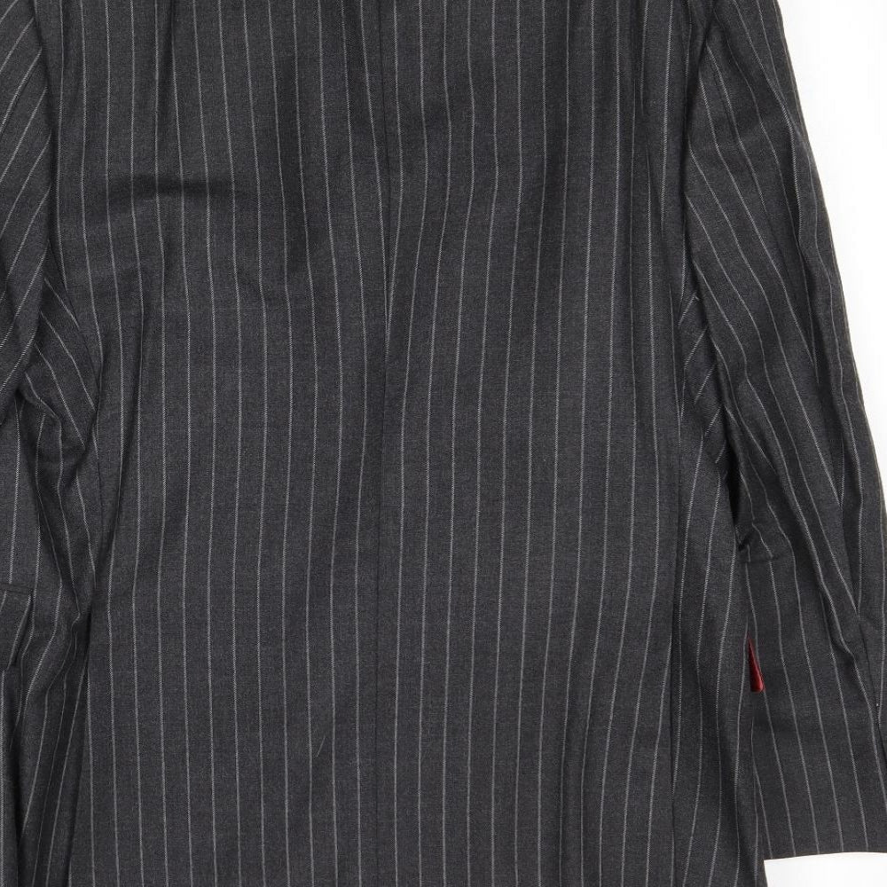 Preworn Mens Grey Striped Wool Jacket Suit Jacket Size 42 Regular