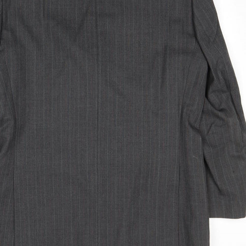 Preworn Mens Grey Striped Polyester Jacket Suit Jacket Size 40 Regular