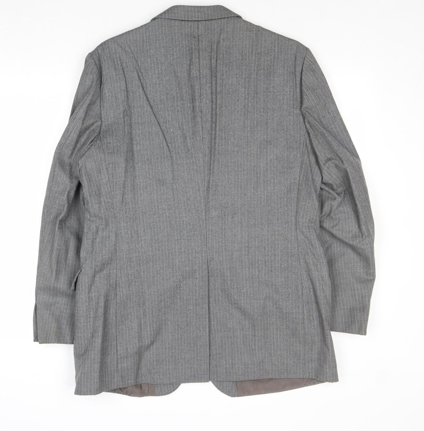 Preworn Mens Grey Striped Wool Jacket Suit Jacket Size 42 Regular