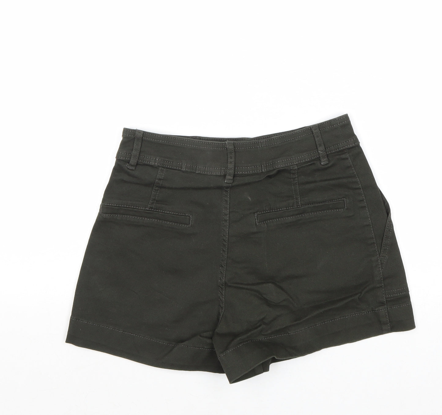 H&M Womens Green Cotton Mom Shorts Size 8 Regular Zip