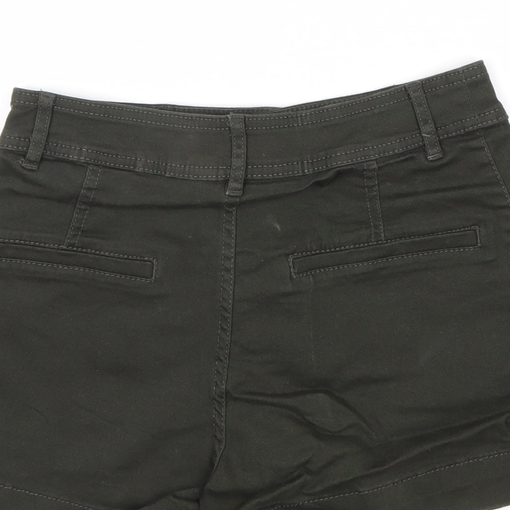 H&M Womens Green Cotton Mom Shorts Size 8 Regular Zip