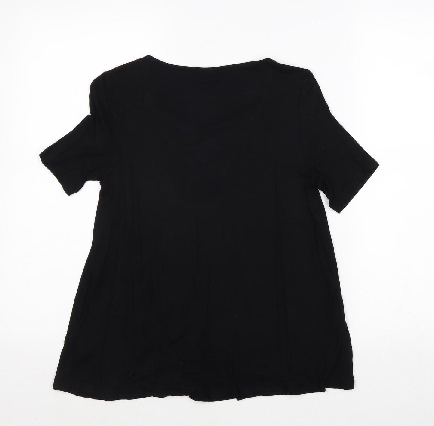 Topshop Womens Black Viscose Basic Blouse Size 6 Round Neck