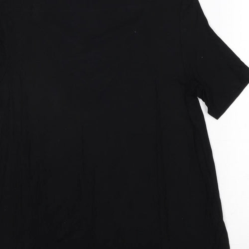 Topshop Womens Black Viscose Basic Blouse Size 6 Round Neck