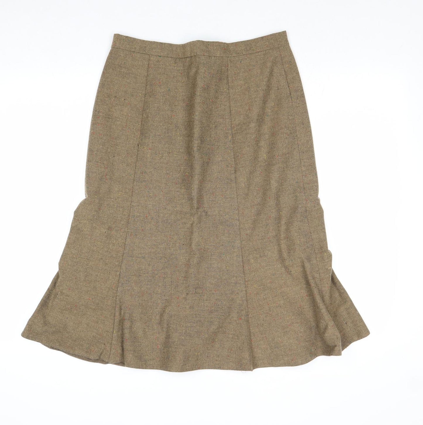 Preworn Womens Brown Polyester Swing Skirt Size 18 Zip