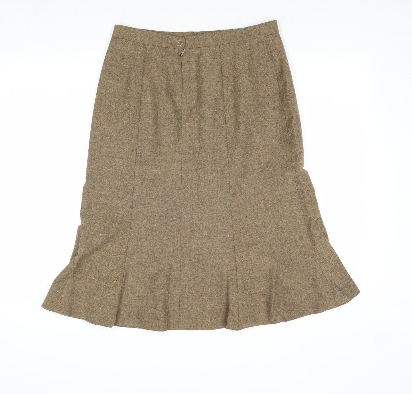 Preworn Womens Brown Polyester Swing Skirt Size 18 Zip