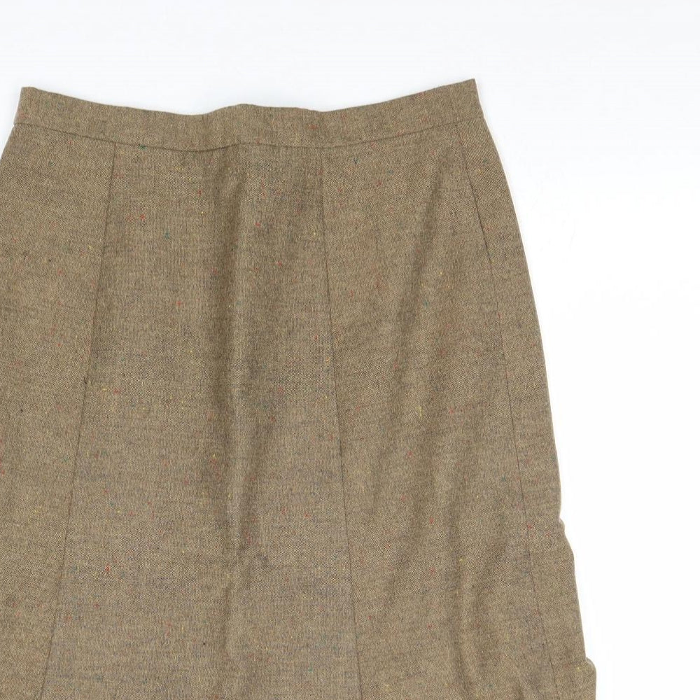 Preworn Womens Brown Polyester Swing Skirt Size 18 Zip