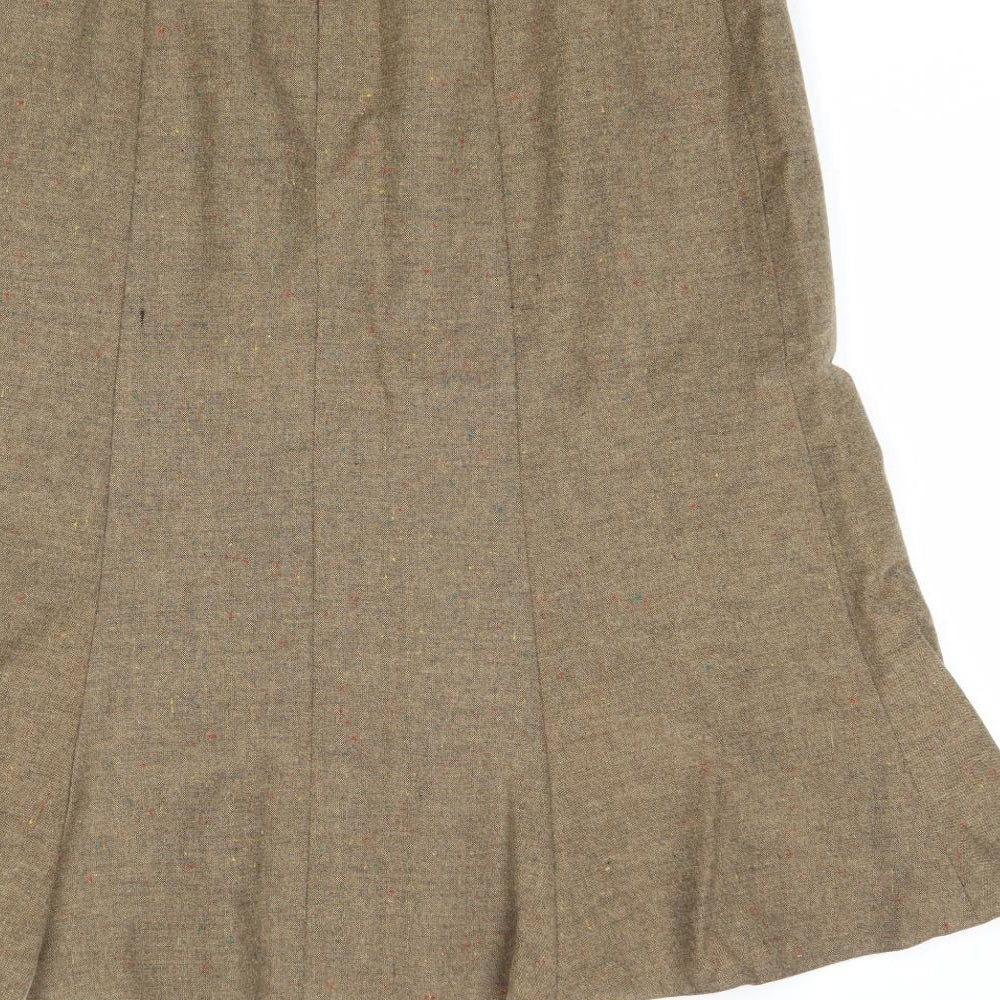 Preworn Womens Brown Polyester Swing Skirt Size 18 Zip