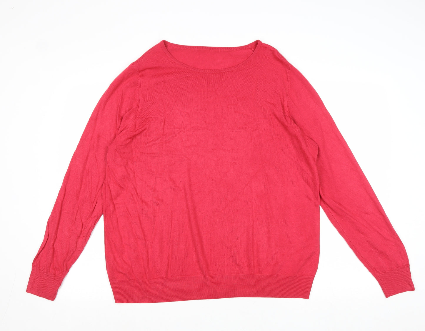 Marks and Spencer Womens Pink Round Neck Acrylic Pullover Jumper Size 22