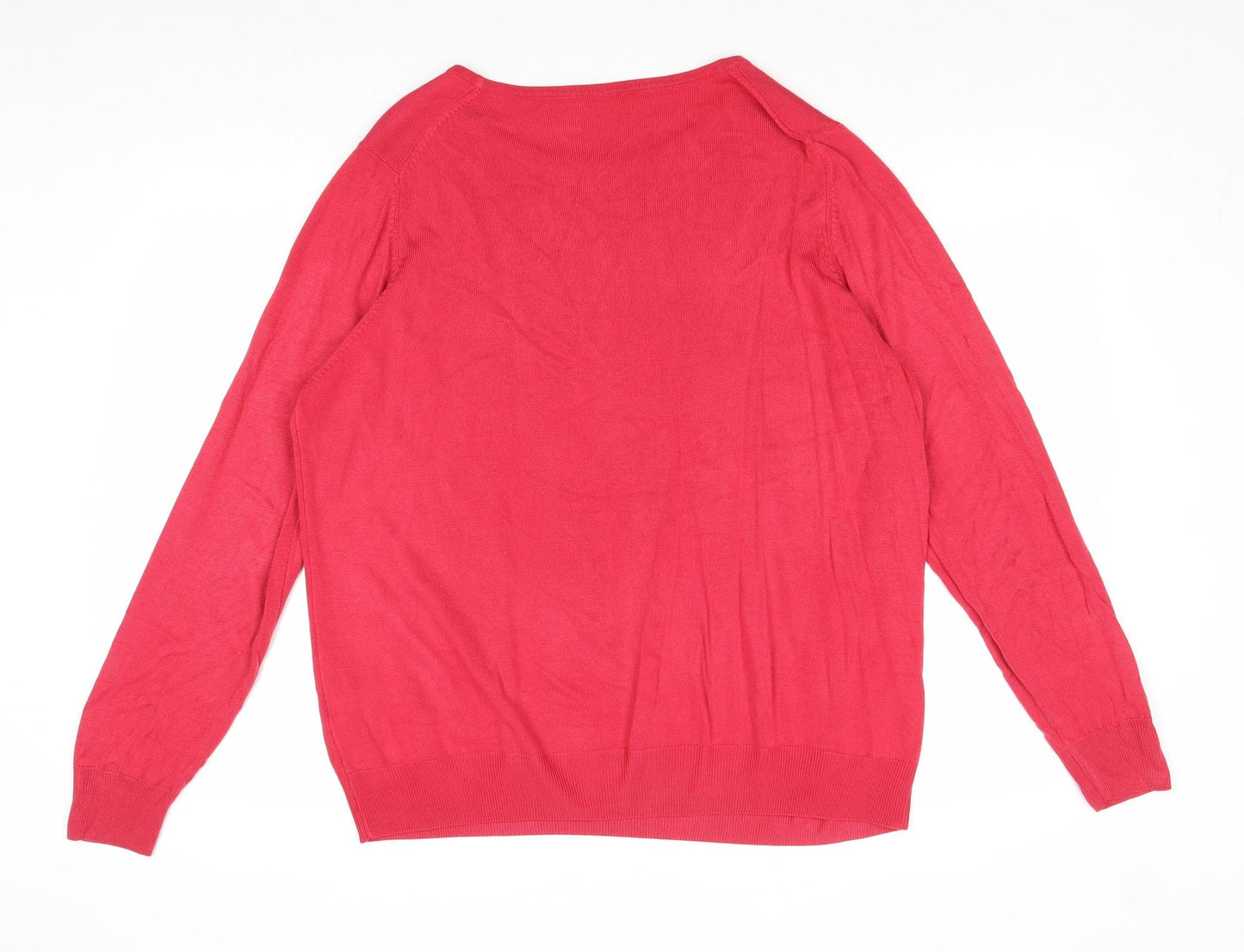 Marks and Spencer Womens Pink Round Neck Acrylic Pullover Jumper Size 22
