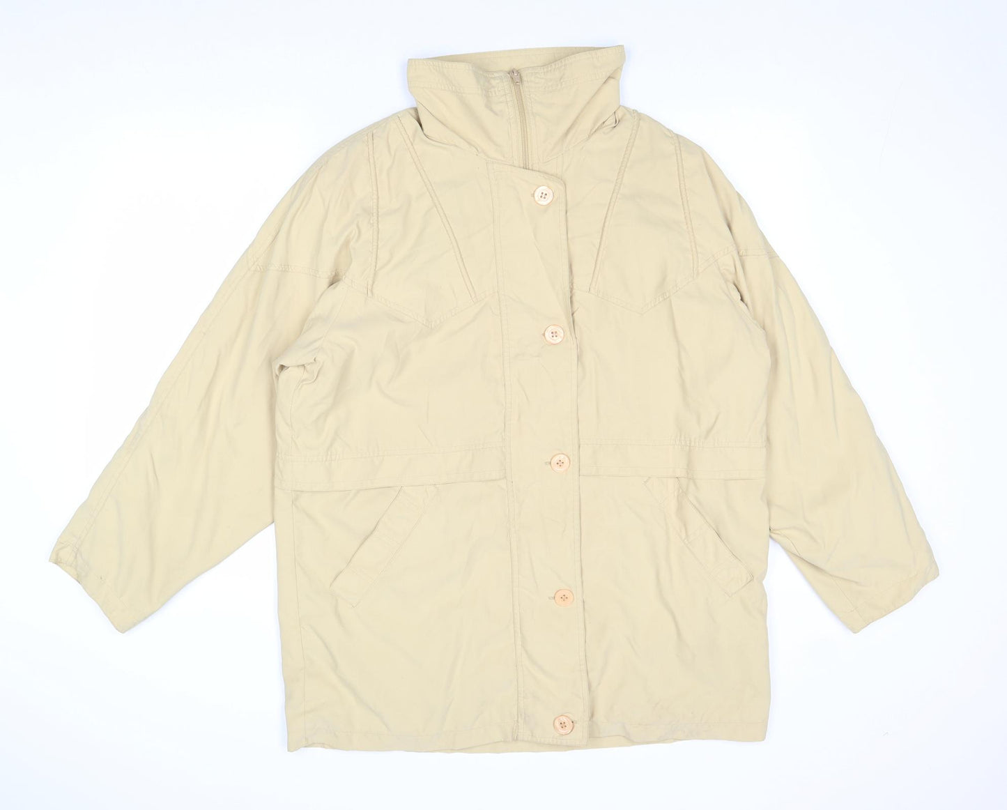 Nuage Womens Beige Pea Coat Coat Size 12 Zip