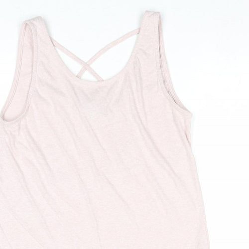 House Womens Pink Polyester Basic Tank Size L Round Neck - Crochet Detail