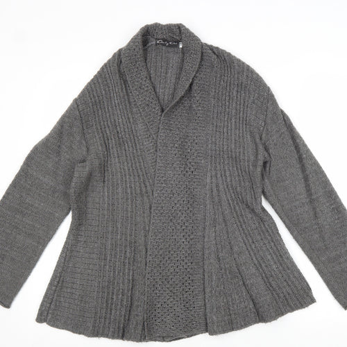 One by One Womens Grey V-Neck Acrylic Cardigan Jumper Size S