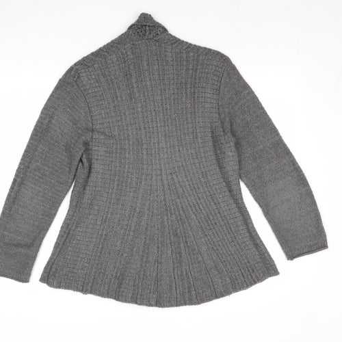 One by One Womens Grey V-Neck Acrylic Cardigan Jumper Size S