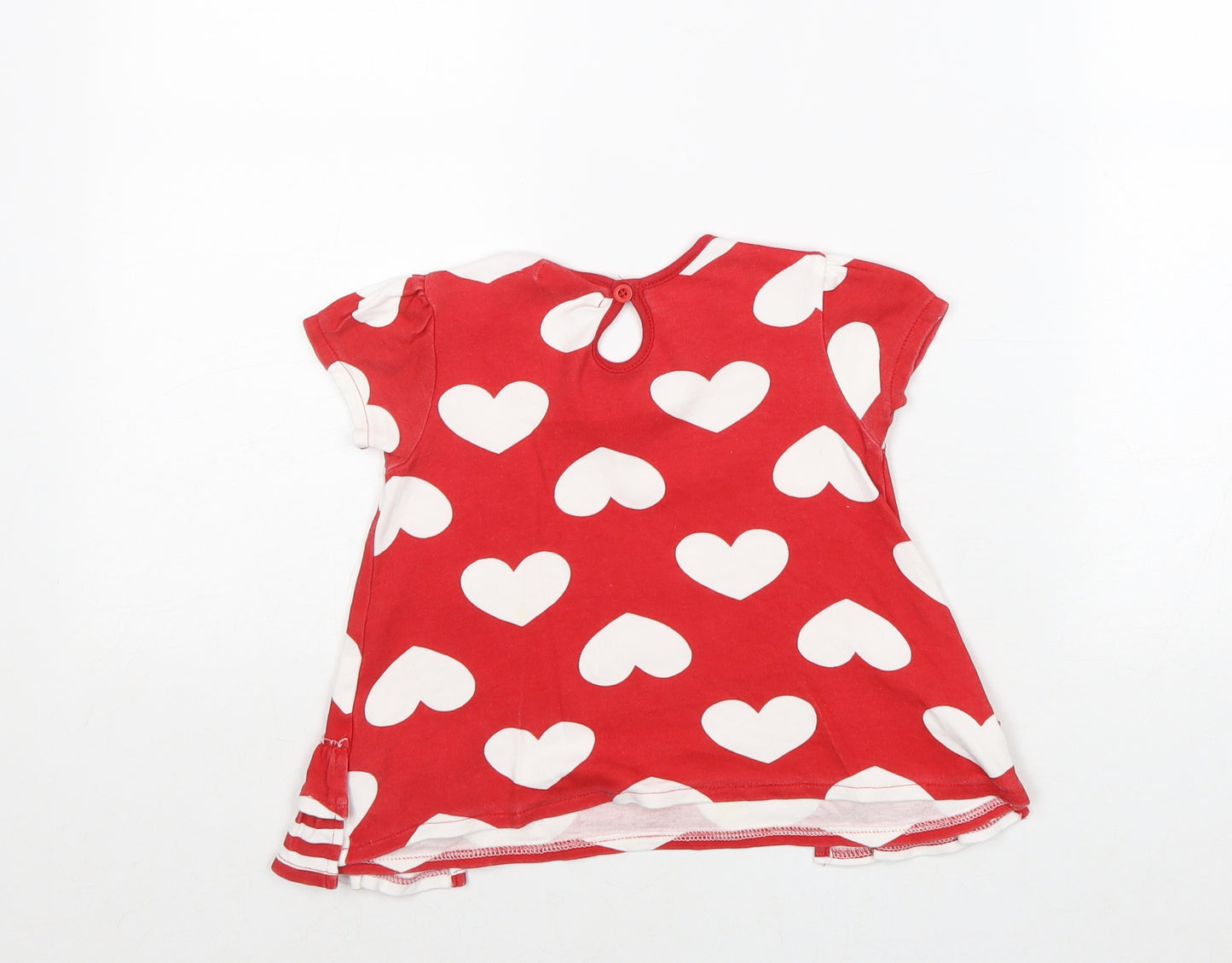 Ladybird Girls Red Geometric 100% Cotton A-Line Size 12-18 Months Round Neck Button - Hearts