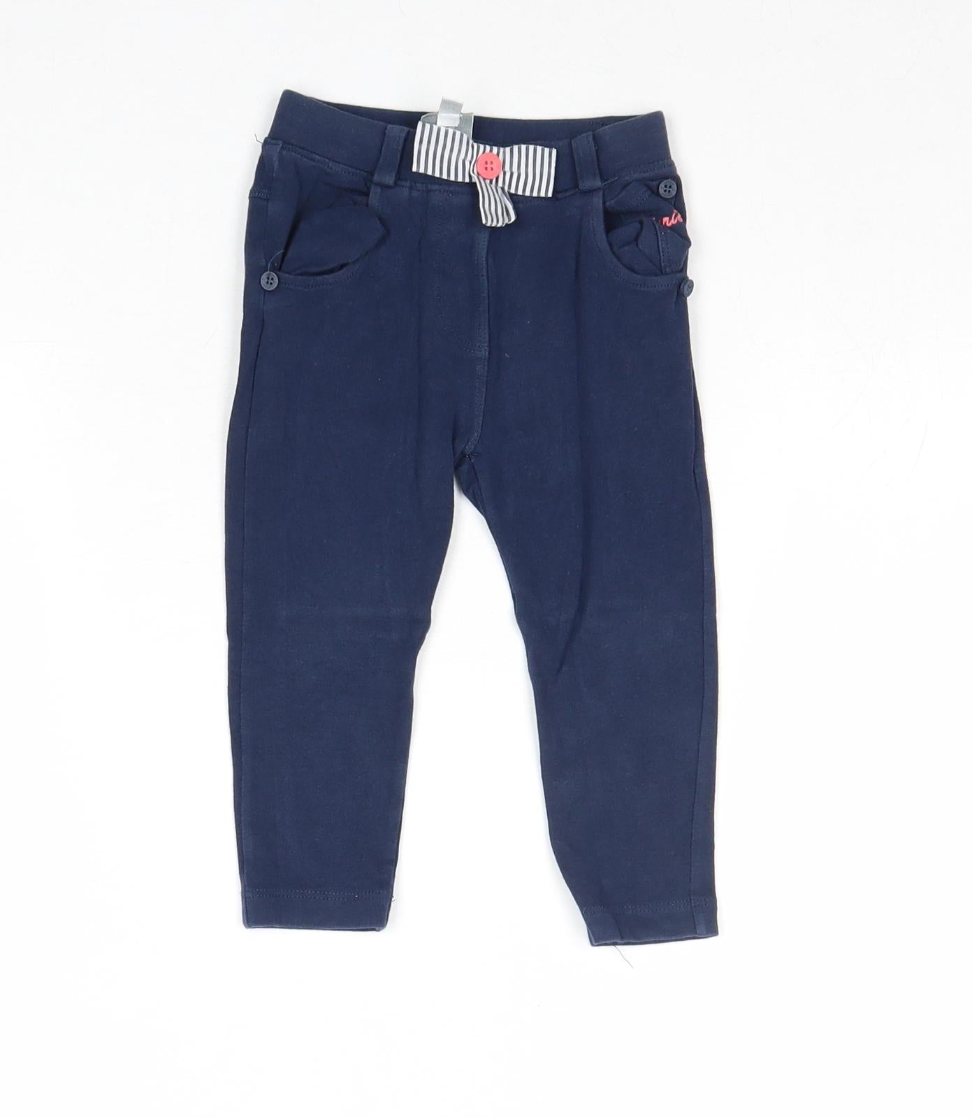 Jasper Conran Girls Blue 100% Cotton Capri Trousers Size 12-18 Months Pullover