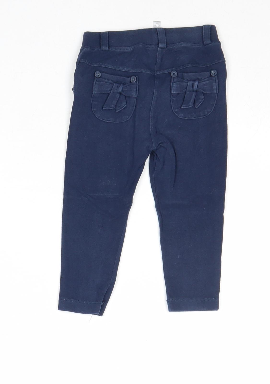 Jasper Conran Girls Blue 100% Cotton Capri Trousers Size 12-18 Months Pullover