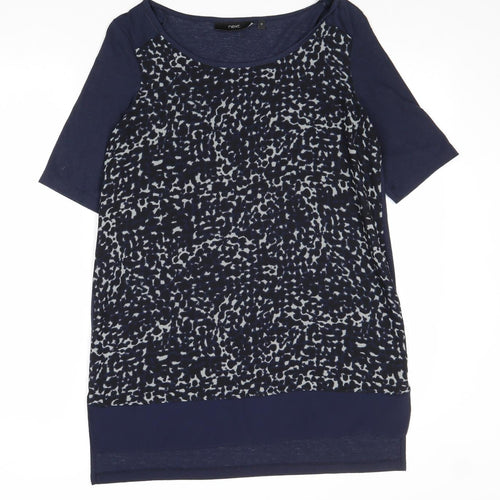 NEXT Womens Blue Animal Print Polyester Basic Blouse Size 12 Round Neck - Leopard Pattern