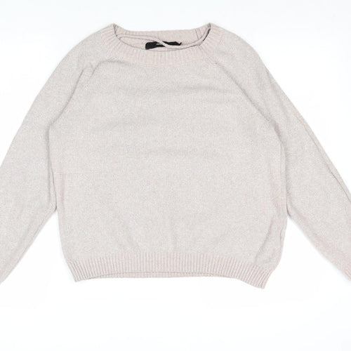VERO MODA Womens Beige Round Neck Polyester Pullover Jumper Size M