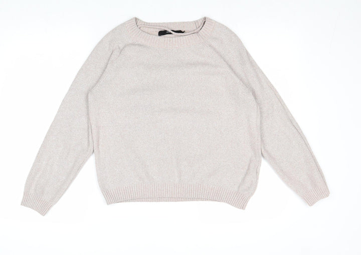 VERO MODA Womens Beige Round Neck Polyester Pullover Jumper Size M
