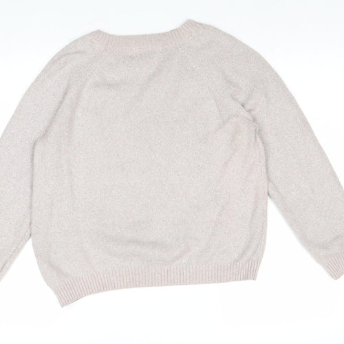 VERO MODA Womens Beige Round Neck Polyester Pullover Jumper Size M