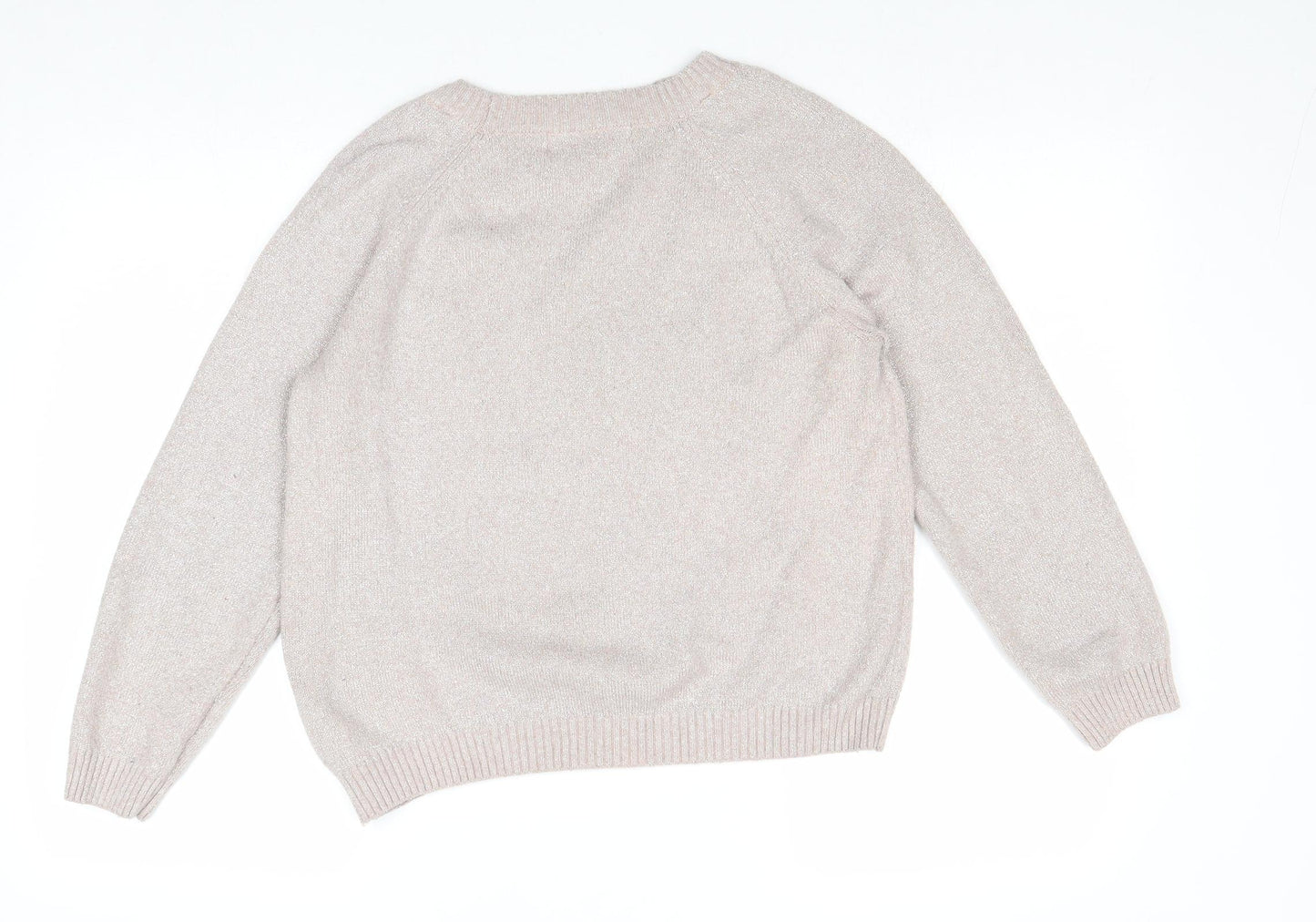 VERO MODA Womens Beige Round Neck Polyester Pullover Jumper Size M