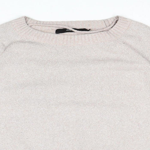 VERO MODA Womens Beige Round Neck Polyester Pullover Jumper Size M