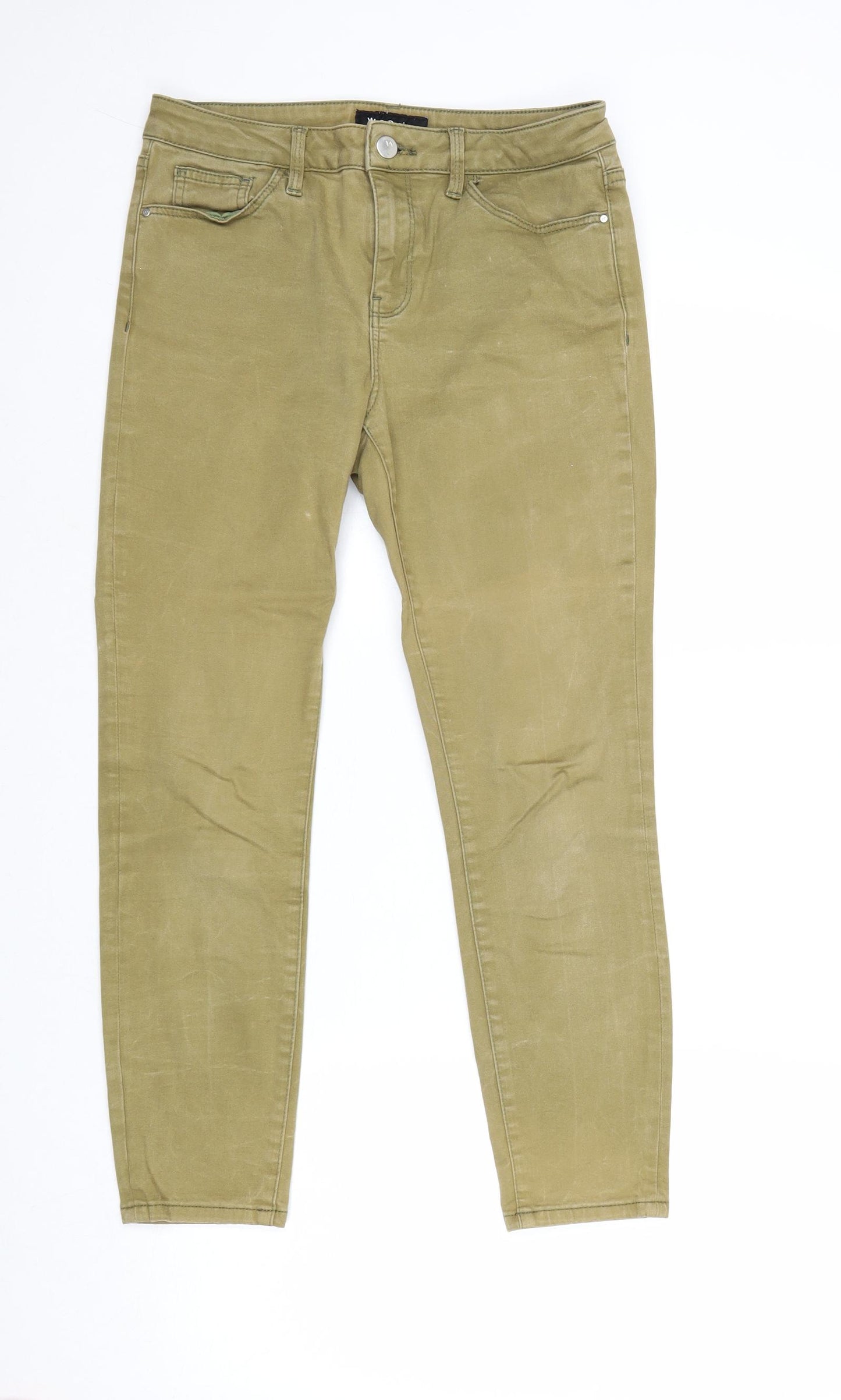 Warehouse Womens Brown Cotton Straight Jeans Size 12 Regular Zip