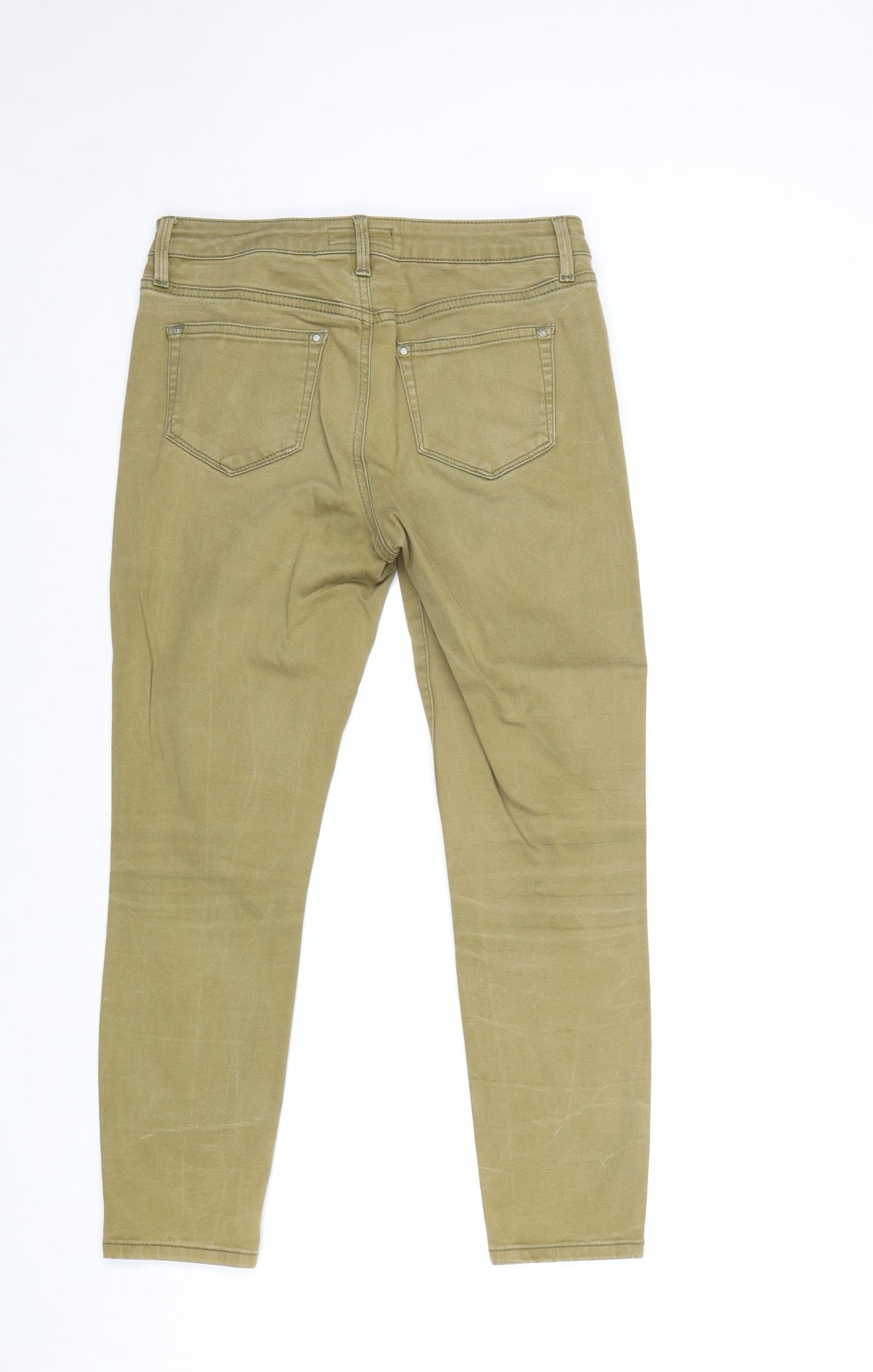 Warehouse Womens Brown Cotton Straight Jeans Size 12 Regular Zip