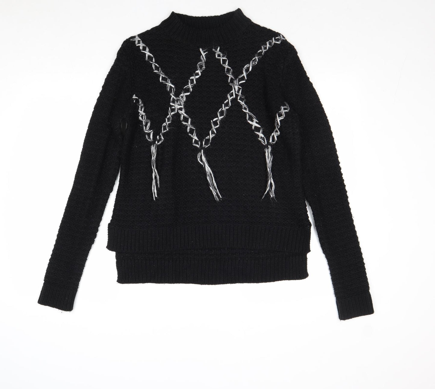 The Label Womens Black High Neck Acrylic Pullover Jumper Size 6