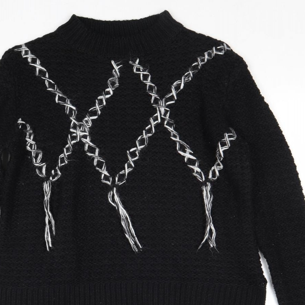 The Label Womens Black High Neck Acrylic Pullover Jumper Size 6