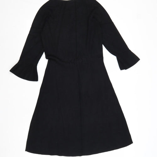 Dorothy Perkins Womens Black Viscose Fit & Flare Size 8 Round Neck Pullover